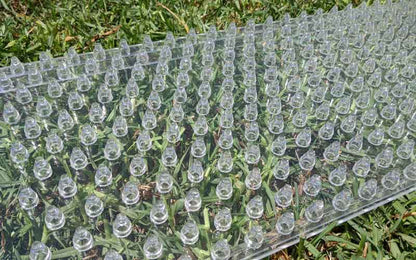 Australian made dibble board for market garden bed spacing