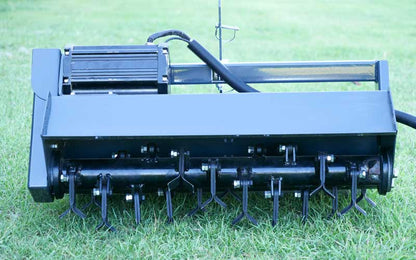 Flail mower attachment for the Cyber Clydesdale electric tractor