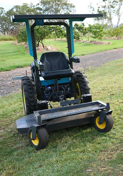 Mower deck working along a paddock edge