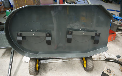 Quiet electric mowing deck for orchards and house yards